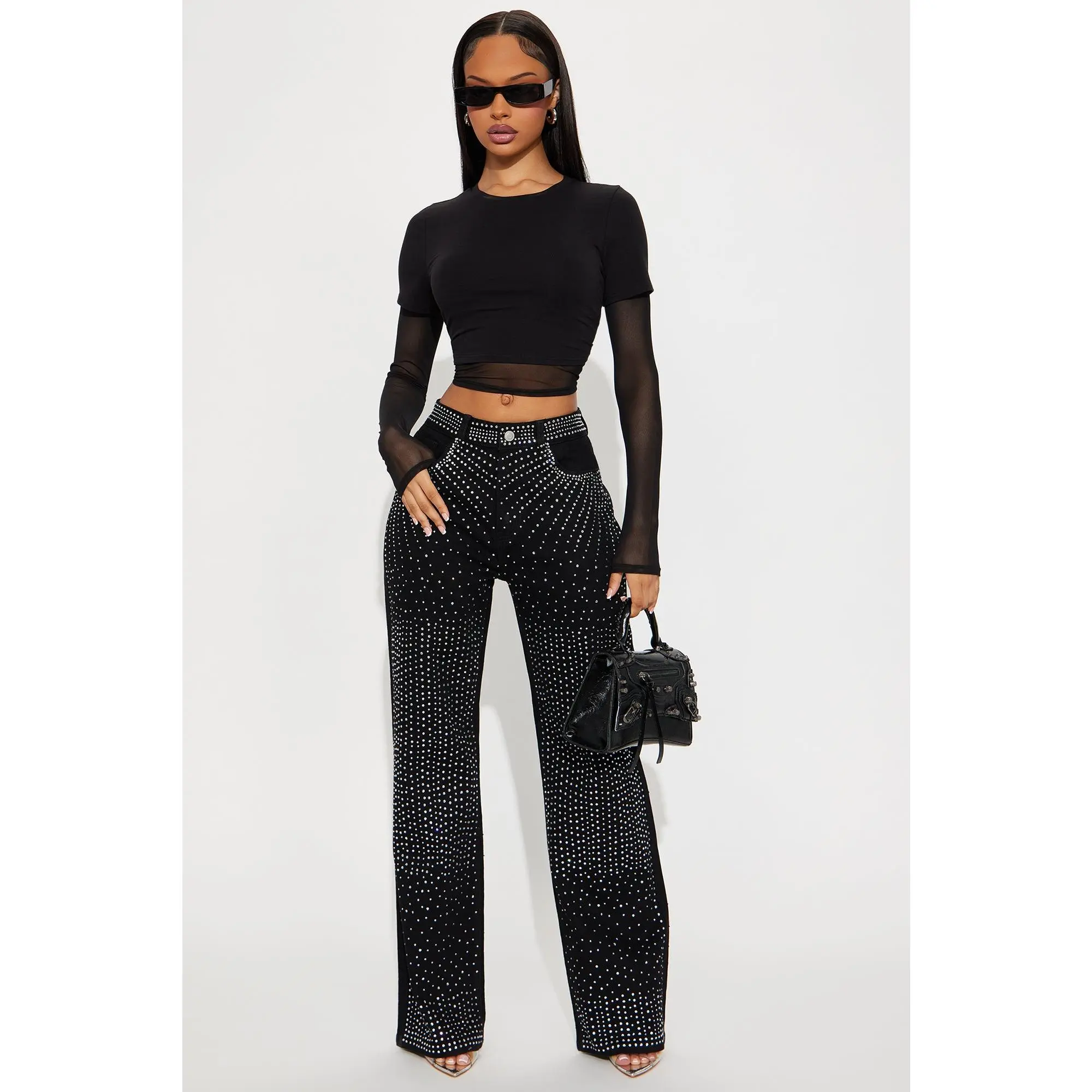 Chasing A Dream Embellished Stretch Straight Leg Jeans - Black