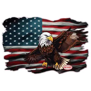 Distorted American flag Bald Eagles decal