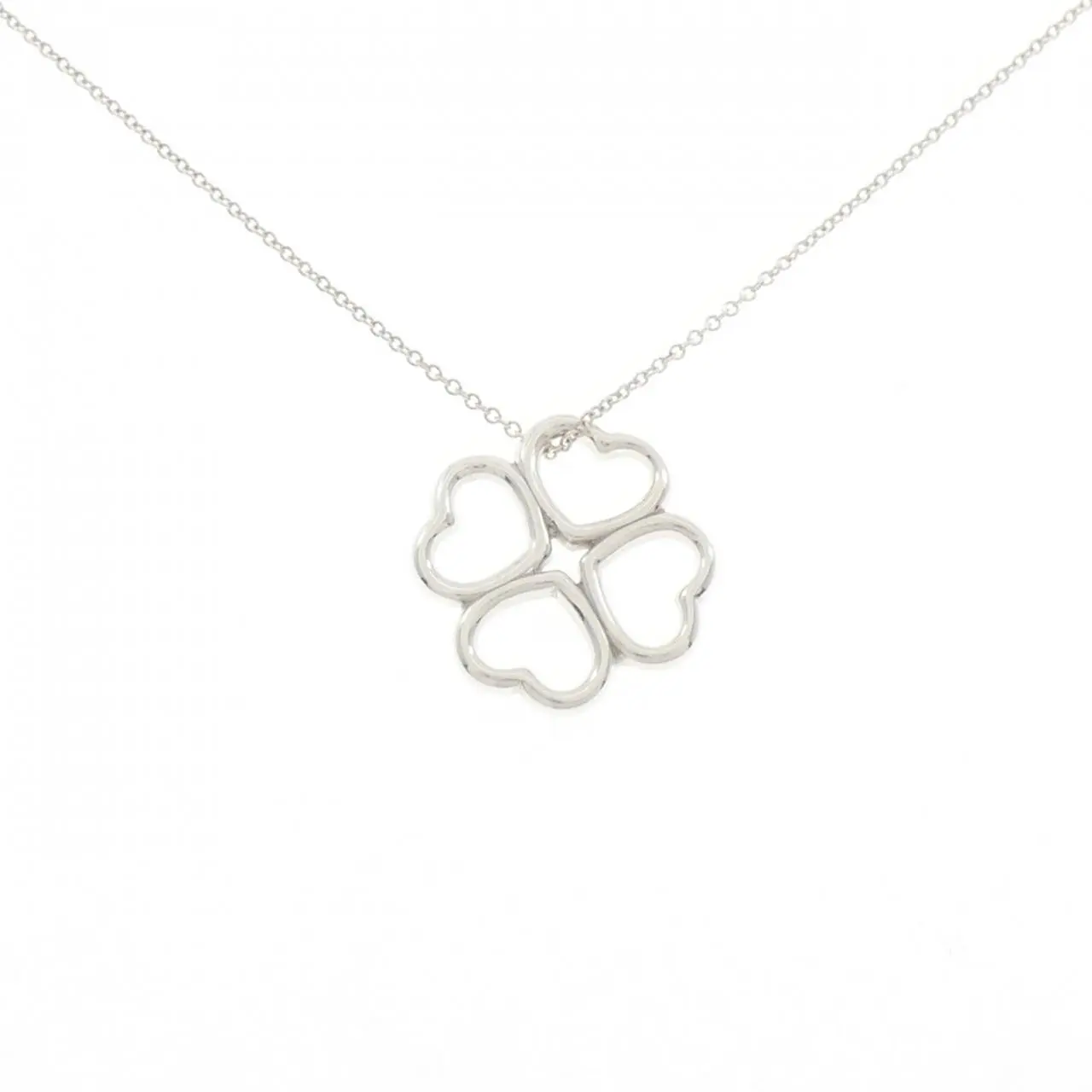 Pre-owned Tiffany & Co. Sterling Silver 925 (Ag925) Small Leather Goods 925 Silver Heart Clover Necklace