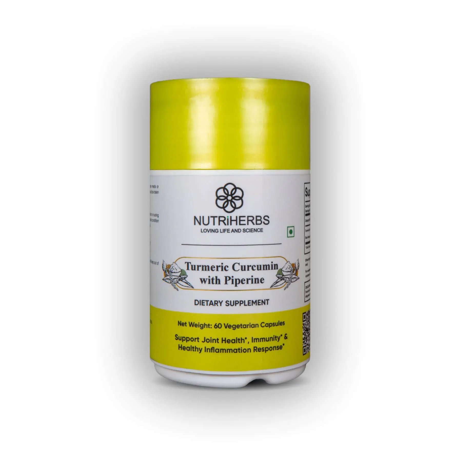 NUTRiHERBS Turmeric Curcumin 1590mg | 95% Curcuminoids with Black Pepper for Bioavailability, No Fillers, Non-GMO - 60 Vegetarian Capsules