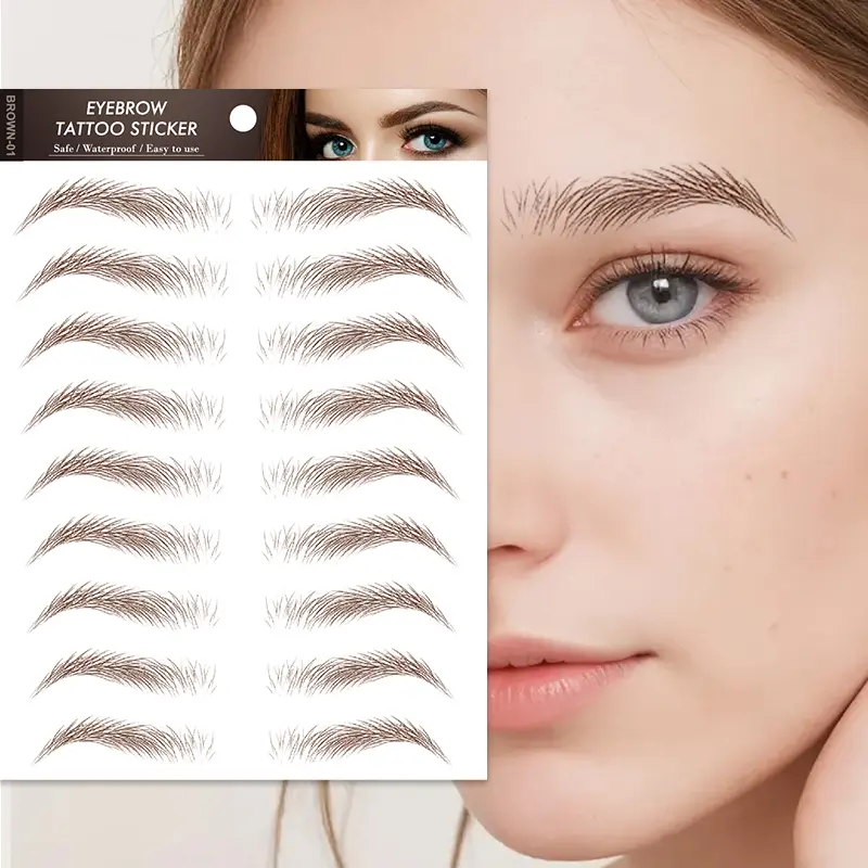 3D Eyebrow Stickers, Waterproof Sweatproof Realistic Natural Look, Easy Application, Quick Brow Tattoo Decals, Enhance Your Brows, Waterproof Temporary Tattoos