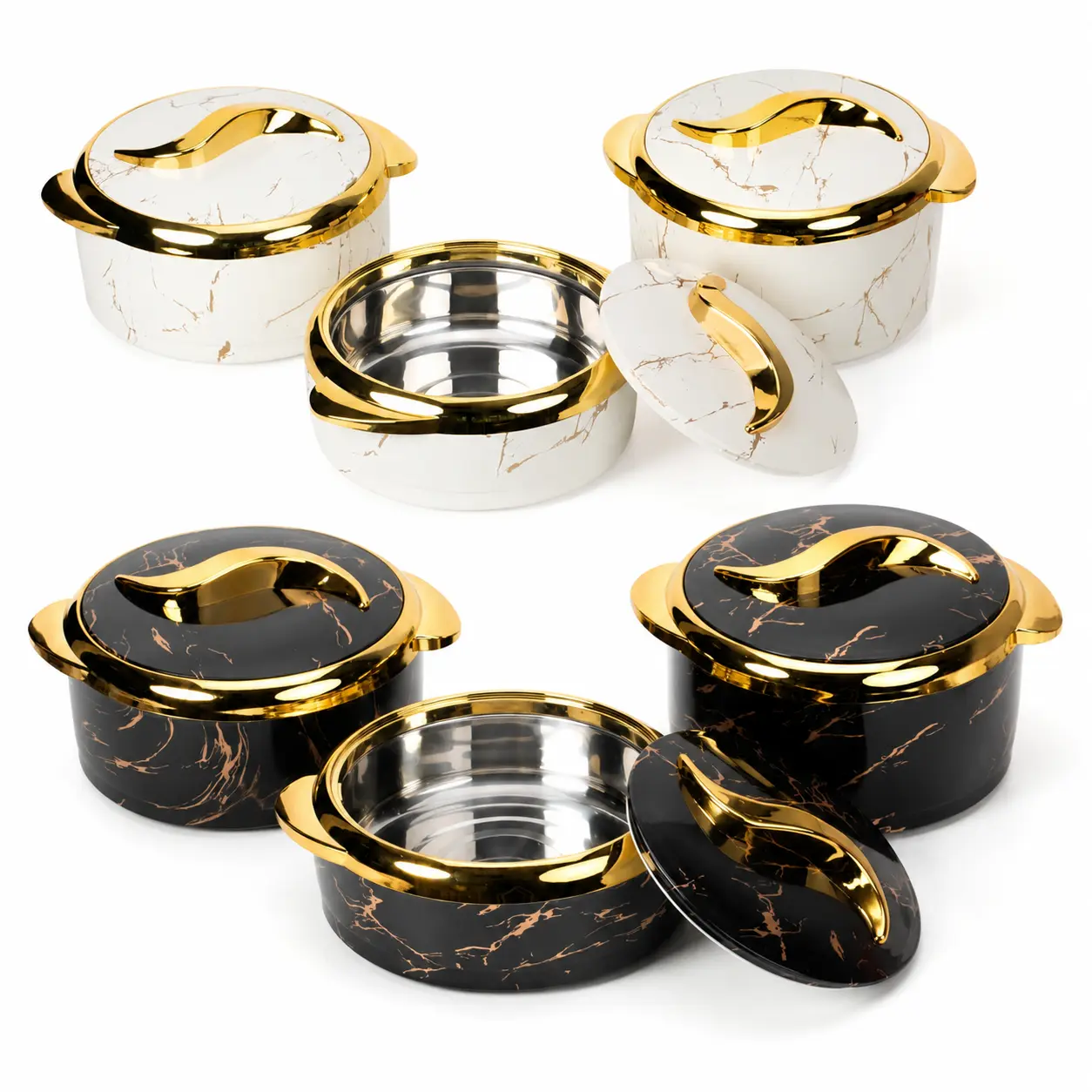 3PCS Stylish Durable Stainless Steel Thermal Bowl Set with Lids, Insulated Food Warmer Tableware for Home, Office Lunch, Outdoor Picnic Use