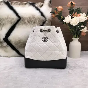Pre-owned CHANEL Gabrielle Small Black and White Bicolor Backpack 866
