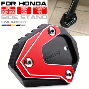 MOWOK Large Aluminum Side Stand for Honda Motorcycles - CB300R, CB400F, CB500F, CB650F, CB700R, CBR600RR, CBR650R, Transalp 600, 650, 700 - Durable Black & Red Design with Adjustable Height, Motorcycle Accessories | Modern Motorcycle Stand