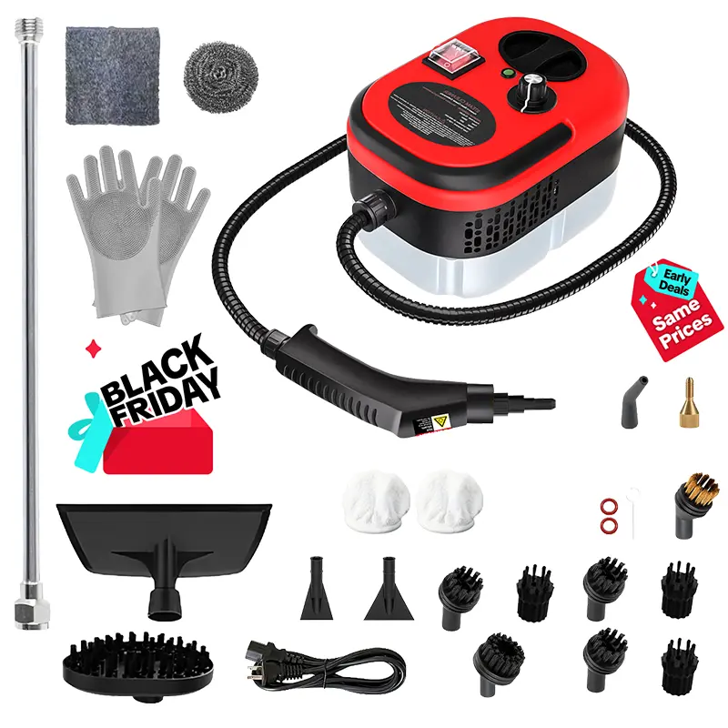 2500W Multifunction Multi Surface Floor Steamer Cleaner - Compact Handheld Labor-Saving Portable Model with 15-Second Heat-Up, 1.2L Water Tank, 3-Speed Adjustable Handle, 3m Reach, 20 Accessories Including Cleaning Brush for Home, Office, Steam Cleaning