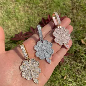 [ICE HUE]18K Gold Vacuum Plated Copper with 5A+ Sri Lanka Zircon Petal Pendant With Necklace Miami Italy Mexico & Micro Inspired for Women & Men Luxury Jewelry,Daily Wear,Casual Fashion,Gift Idea,,Classic,Hip Hop,Simple,Sporty Style