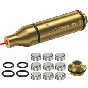 1PC 308win Dry-Fire Laser Trainer - Universal Red Laser Trainer - Brass Finish - Durable   - Laser power below 5 mw for safety and reliability - Includes 9 batteries and a spare tail cap - Train easily at home - Save money - Improve your shooting skills