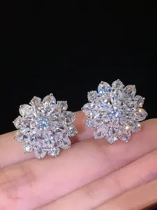 Fashion Elegant Artificial Crystal Decor Flower Design Stud Earrings, Casual Jewelry for Women, Trendy All-match & Exquisite Jewelry for Party & Daily Decor, Rhinestone Earrings