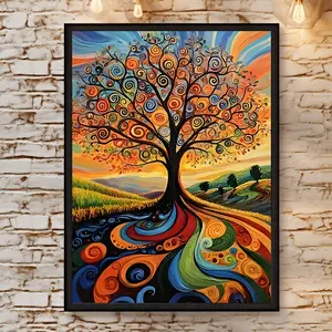 Van Gogh's World Tree Canvas Print - Rustic Farmhouse Wall Art, Frameless 30.48x40.64cm Poster for Living Room, Bedroom, Office Decor - Unique Creative Waterproof Artwork, Perfect Gift Idea, Outside Decor, Canvas Printing, Dining & Bar Decor