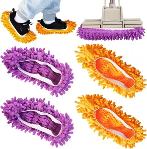 4 count Shoes Cover Dust Duster, Washable Mop Slippers Shoes for Floor Cleaning,  Microfiber Duster Mops for House, Office, Bathroom, Kitchen Cleaning (2Pairs)