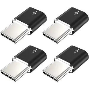 USB Type C Adapter (4-Pack), Micro USB Female to USB C Male Fast Charging Connector for Samsung Galaxy S20 S10 S9 S8 Plus,Note 9 8,A10 A20 A51,LG V35 V30 G7 G6,USB C Charger (Black)