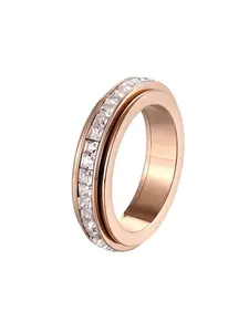 Stress Relief Rotating Openwork Ring, Artificial Zircon Wedding Promise Ring, Lucky Comfortable Wear, Sizes 6-11, Anxiety Relieving Jewelry