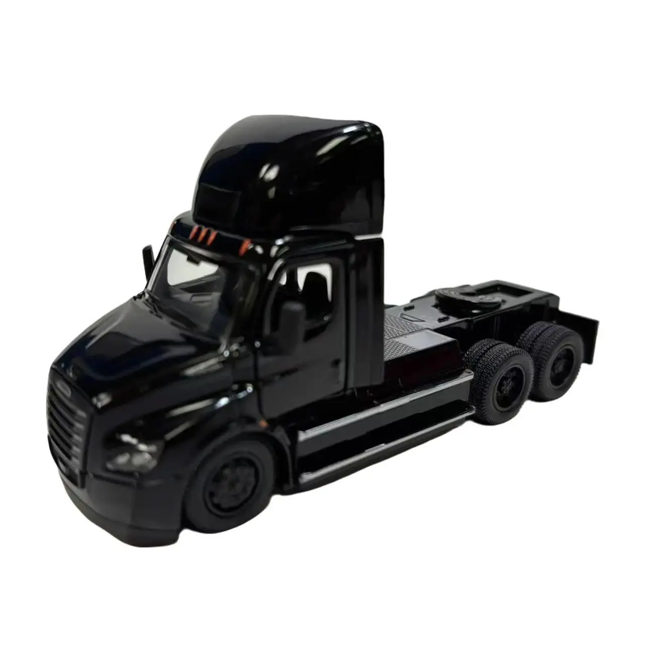 KINSMART 1:62 Scale Freightliner ECASCADIA Diecast Model Black with Openable Doors & Pull-Back Action for Collectors 5 Inches Long