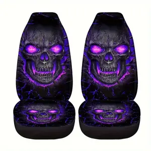 Car Seat Cushion 2pcs Skull Design, Universal Bucket Protector for Front Seats, Fits Cars Suvs Sedans Vans, Non-Slip Washable Cover, Car Seat Protectors