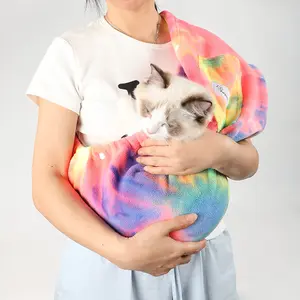 Cat Sling Dog Sling Pet Carrier Pet Sling Upgraded 2.0 Hands Free up to 15 Lbs with Snap Button Closure Safety Harness for Cats Dogs Rabbits & Small Pets Ergonomic Comfort Lightweight Travel-Friendly