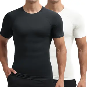Magcomsen Men's 1/2 Pack Elastic Short Sleeve Tops Dry Workout T-Shirt Sports Undershirt