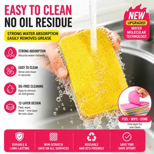 12-Layer Peel-Off Kitchen Cleaning Cloth | Super Absorbent Reusable Dish Cloth for Kitchen, Sink & Countertops