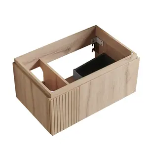 30 Inch White Oak Woodgrain Plywood Bathroom Cabinet, Double Doors with Single Drawer Vanity Base, 16mm Moisture-Proof Multi-Layer Board Soft Close Hinges, No Basin Top Faucet and Sink Cover