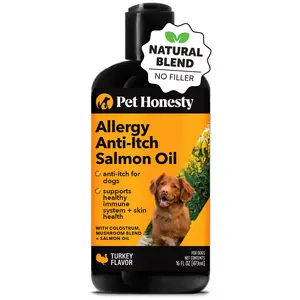 Pet Honesty Allergy Anti-Itch Wild Alaskan Salmon Oil Liquid Supplement for Dogs, Calms Itchy Skin, Coat & Immune Health Support - Turkey 16 oz