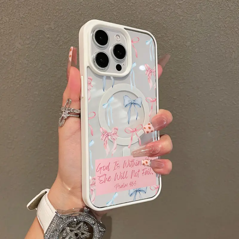 Premium Magnetic Case for iPhone11/12/13/14/15/16/promax Bow Bible label collage | MagSafe Ready, Anti-Fall, and Ultra-Thin Design | Perfect for Everyday Use springtok aesthetic pattern design protective phone case magsafe magnetic luxury case
