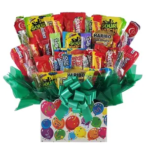 Tart and Sour Candy Bouquet Gift Basket Box Assorted Fun Size & Bite Size Candies 14x10x4 inches Perfect for Celebrations