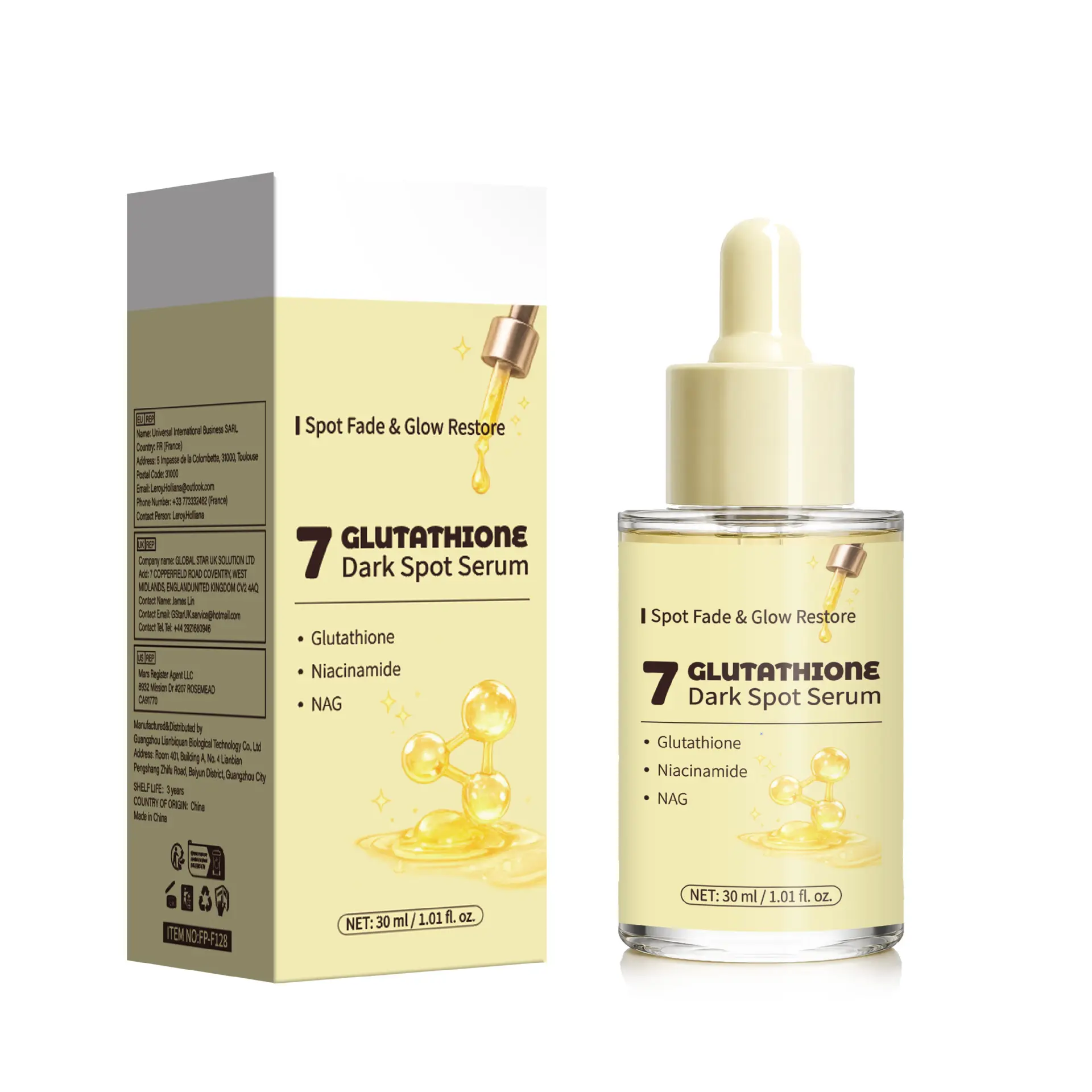 Glutathione 7 Dark Spot Corrector Face Serum with Niacinamide & NAG, 30ml Daily Hyperpigmentation/Melasma Treatment for Radiant Skin Transformation & Even Tone Brightening, Hyperpigmentation Treatment, Age Spot Solutions, Spot Fading
