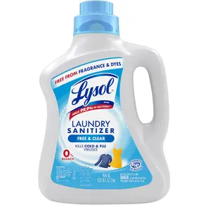 Lysol Laundry Sanitizer Additive, Free & Clear, Free from Fragrance and Dyes, 0% Bleach Laundry Sanitizer, Bacteria-causing Laundry Odor Eliminator, Unscented, 90 Fl Oz (Pack of 1) - Package May Vary