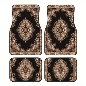 Bohemian Car Floor Mats Set, Non-Slip Polyester Material, Durable Absorbent Easy Clean, Suitable for Trucks Vans Suvs Front Rear Seats
