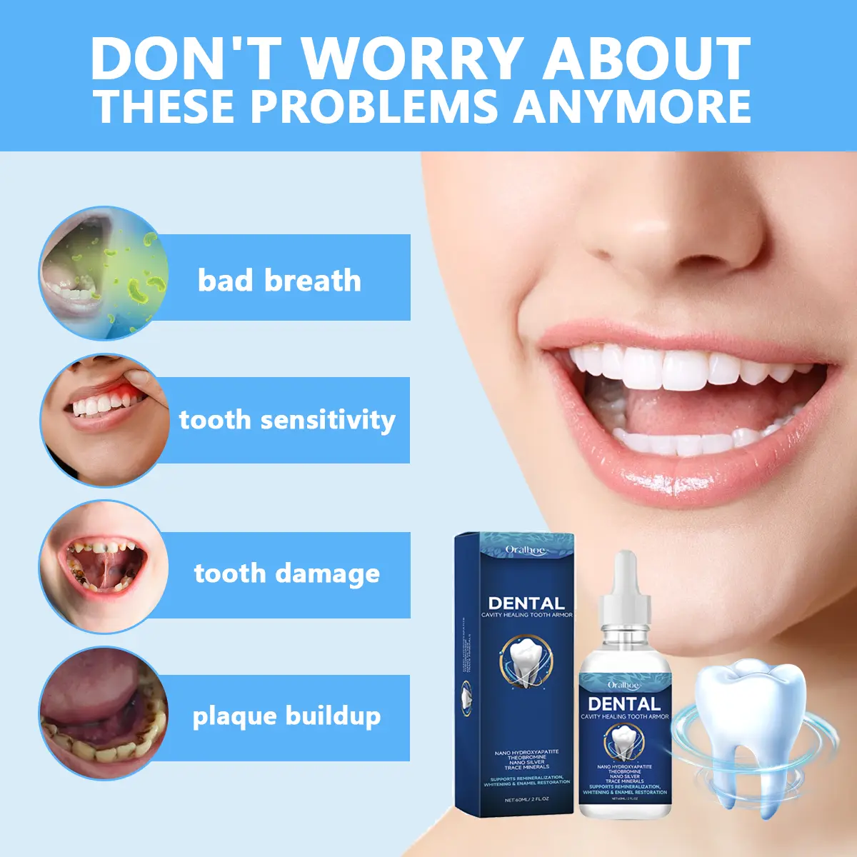 Fluoride-Free Hydroxyapatite Tooth Armor Drops | Enamel Repair, Whitening & Fresh Breath | Gentle Oral Care for Sensitive Teeth