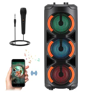 Triple 6.5" Portable Bluetooth PA Speaker System With Microphone Remote contorl LED Party Light FM Radio Best Gift Rechargeable Wireless Stereo Video