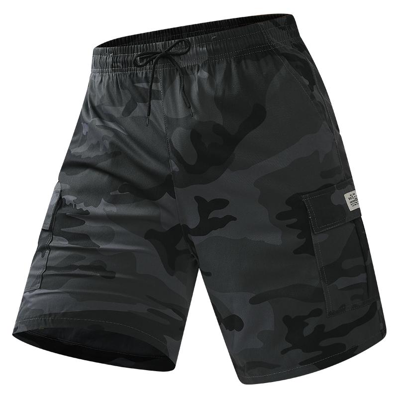Camouflage Twill Pocket Shorts Three-Piece Set Men's Casual Khaki Green Black Trousers Suitable For Daily Wear Outfit Menswear mens shorts shorts for summer essential shorts bop shorts Breathable Drawstring Shorts streetwear sport