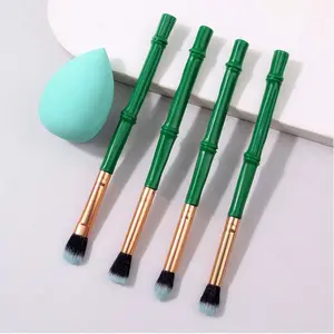 4 Bamboo Handle Makeup Brushes, Eyeshadow Brushes, Smudge Brushes, Brightening And Highlighting Brushes, Wet And Dry Dual-Use, No Makeup Foundation Sponge Eggs,morphe brushes