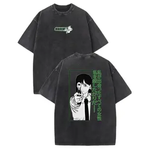 Man Kobeni Higashiyama Graphic T-Shirt, Vintage Washed Distressed Oversized Anime Tee, Retro CSM Manga Streetwear Top for Men Women, Anime Lover & Chainsaw Man Fan Gift Shirt