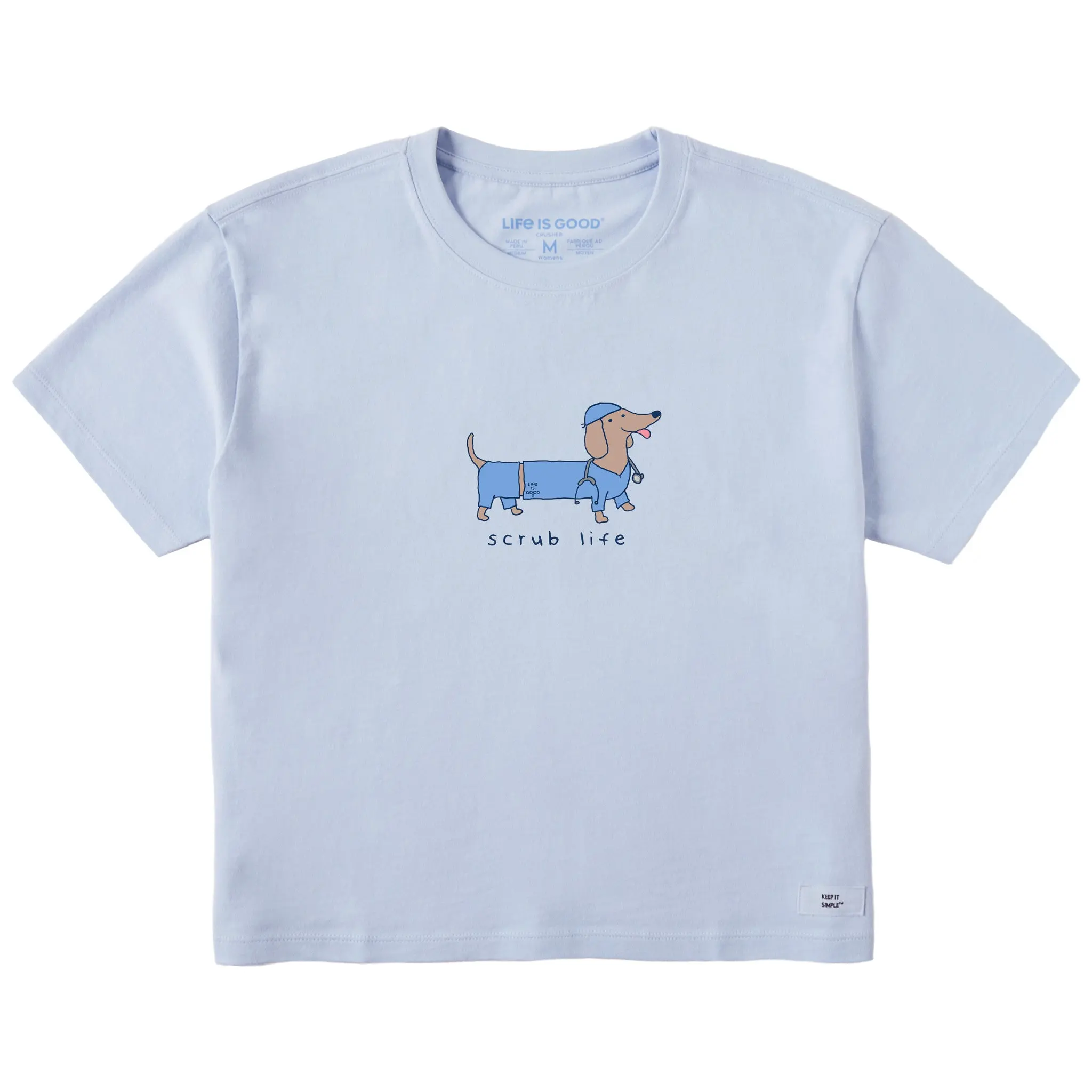 Women's Scrub Life Dachshund Short Sleeve Crusher Boxy Tee