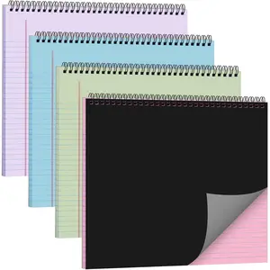 4 count Legal Pads Landscape Notebooks Hole Punched Top Spiral Bound Notebooks 11 x 9.5 Inch College Ruled Drawing Notepad  Line for Removal 50 Sheet Office Steno Book(Multicolor)