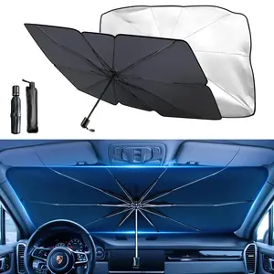 Multipurpose Foldable Car Windshield Sunshade - UV-Blocking Front Window Heat Protective Umbrella, Fits Sedans & SUVs, Must-Have Car Exterior Accessory for Men & Women, Shield Your Vehicle from Sun & Heat