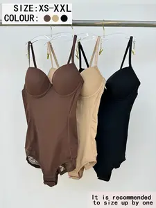 Women's Deep V Patchwork Ruched Slimming Bodysuit Set XS-Xxl, Casual All Season Underwear & Lingerie, Contrast Lace Design