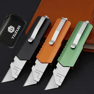 Aluminum Alloy Utility Knife Multifunctional Knife with 10 Spare Blades, Handmade DIY Paper Cutting Outdoor Camping Hunting Knife, Dual Material Design, Outdoor Multifunctional Tools
