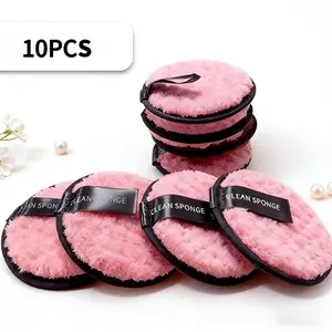 10 pieces of ultra-fine fiber makeup remover pad, double-sided reusable round soft facial cleansing foam towel, washable makeup remover cloth, beauty care tool, reusable design