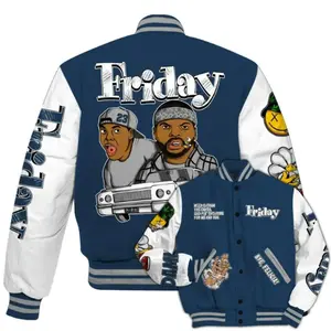 Jacket To Match AJ 12 Retro French Blue 12s - Friday Stress Style Unisex Basketball Varsity Jacket,90s Hip Hop Baseball Jacket, Men Women Sports Lightweight Jacket