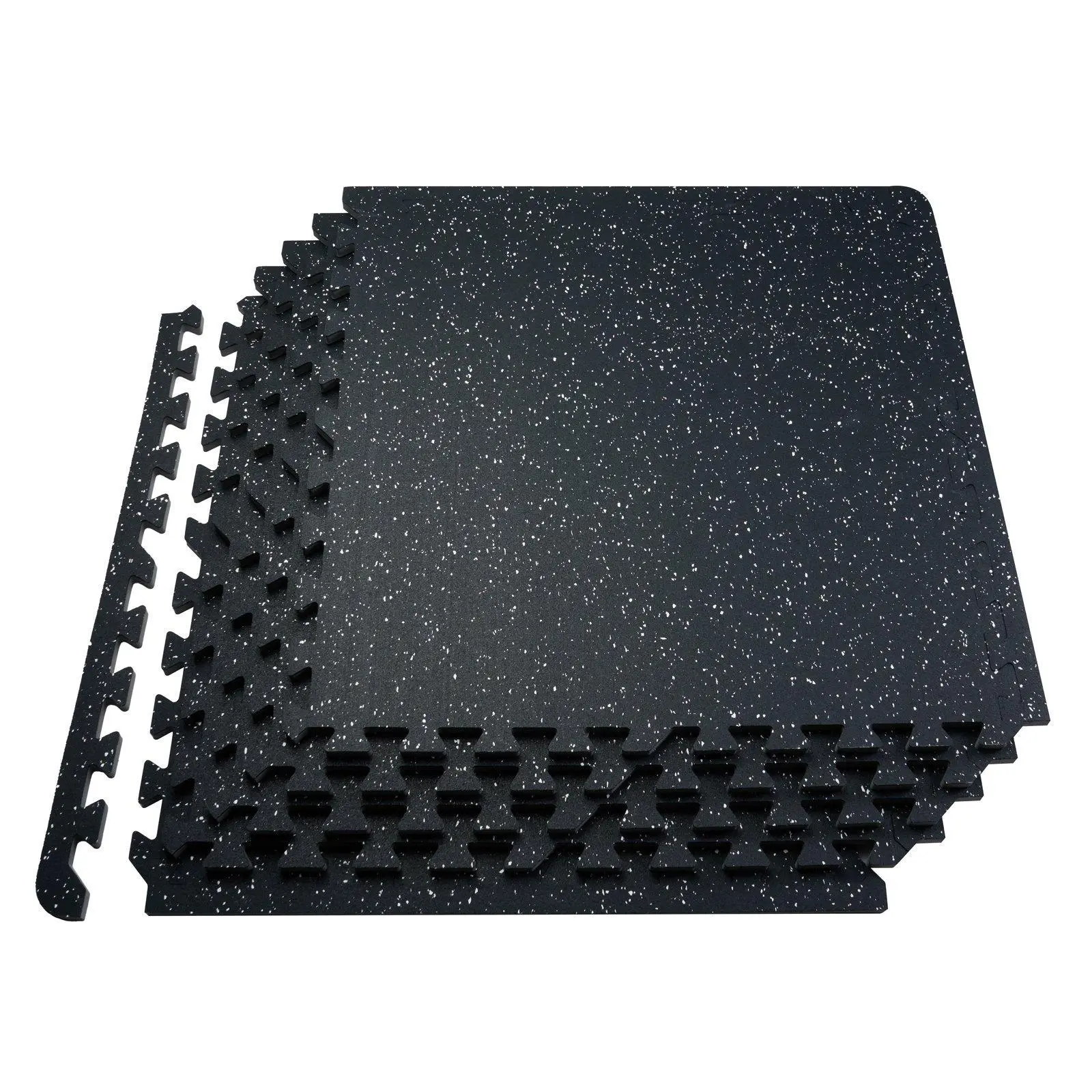 【Backtoschool】VEVOR 12 PCS 0.56" Thick Gym Floor Mats, 24" x 24" EVA Foam & Rubber Top Interlocking Workout Floor Mats with 48 sq.ft Coverage, Waterproof Exercise Puzzle Flooring for Gym, Home, Garage, Basement, Black & White