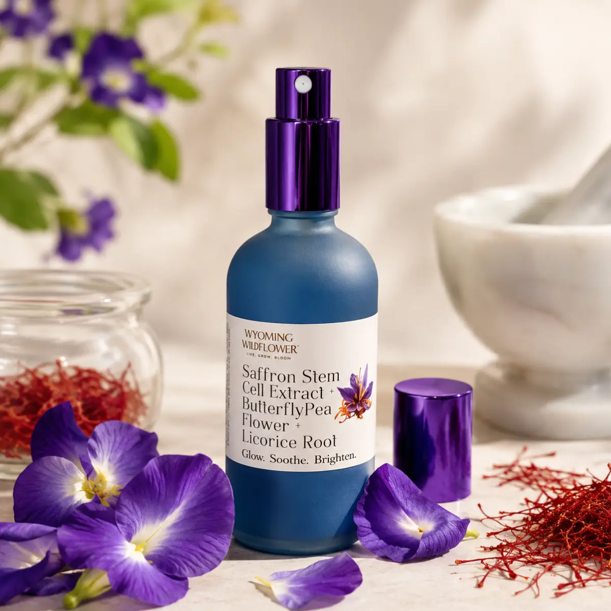 Saffron Stem Cells + Pea Flower + Licorice Root Toner - Gentle Antioxidant-Rich Formula for Brightening & Even Tone - Vegan & Cruelty-Free