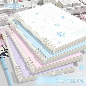 A5 Cute Snowflake Loose Leaf Notebook, Kawaii Spiral Binder Journal with Refillable Paper, Aesthetic Hardcover Notebook for School, Office, Students, Girls - Perfect for Note Taking, Journaling & Daily Planning, Loose Leaf Notepad