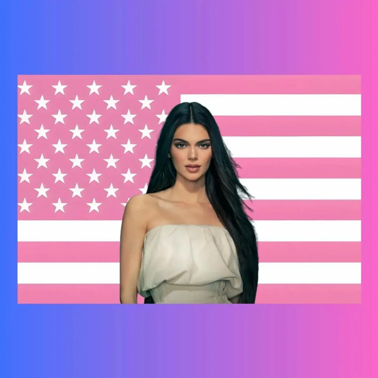 Kendall Jenner Pink American Flag Tapestry | Supermodel Wall Art | Kardashian Fan Flag | Dorm Room Decor | Kendall Fan Gift