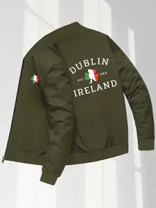 Men's Ireland Print Hooded Jacket, Dublin Flag & Celtic Knot Design, Zip Casual Sporty Sweater Coat, Fall Winter Wear, Casual Trendy Coat