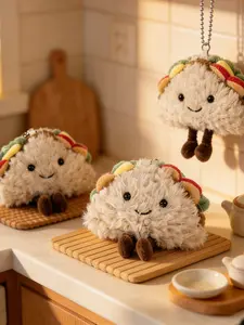 Cute Sandwich Plush Keychain, Adorable Toy Doll, Food Figure, Taco Keyring, Bag Pendant, Key Chain, Fun Accessory, Keychain For Bags, Trendy Cute Keychain