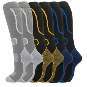 6 Pairs Comfortable Compression Socks, Knee High Circulation Socks for Nurses, Travel, Flight, Standing Work, Outdoor Hiking Compression Socks