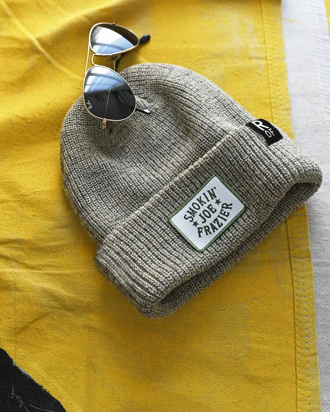 Officially Licensed by Joe Frazier Heather Tan Acrylic Knit Beanie, 1 Size, Soft Texture, Joe Frazier Logo, One Size