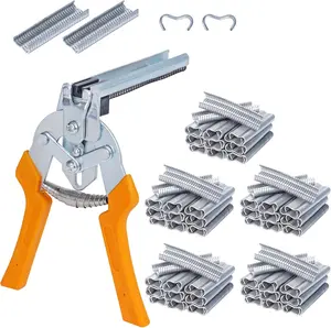 Hog Ring Pliers Kit Type M Nail Ring Pliers with 3000pcs M Clips, Wire Cage Clips for Fencing Animal Cages for Installation Fence Fastening Upholstery Installation