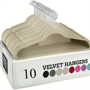 10 flocked hangers, household hangers with no marks, non-slip, ultra-thin, Space Saving Hanger, Curved design hanger, suitable for both wet and dry use, wardrobe organizers, dorm closet storage for clothes, professional organizer closet hangers